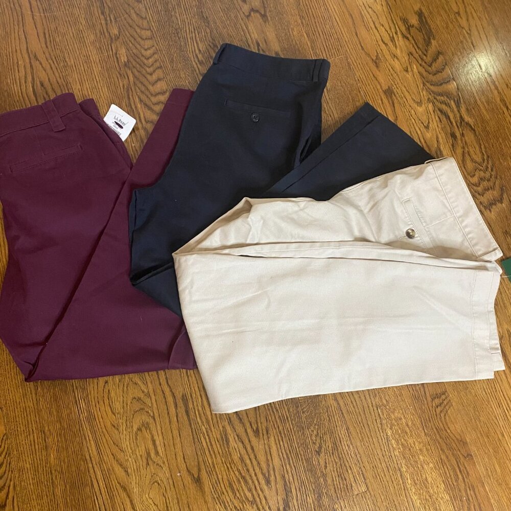 LOT (3) L.L. Bean flat front chinos 12R classic fit & favorite fit 12R NWT - Picture 2 of 8
